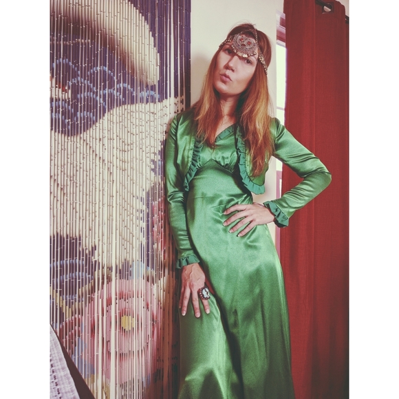 70s disco maxi dress with ruffle jacket - Picture 7 of 7